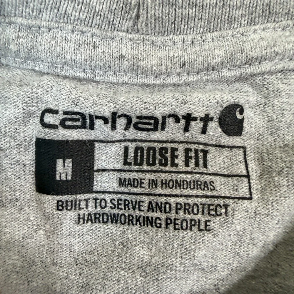 Carhartt Shirt Mens M Gray Loose Fit Pocket Short Sleeve Cotton Heavyweight Work